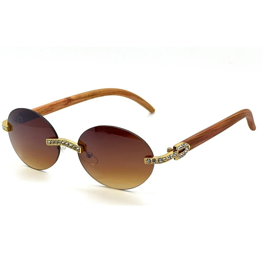 Sunglasses Brown Gradient Lens Rhinestone Buffs Migos Outdoor‎ Driving Party New